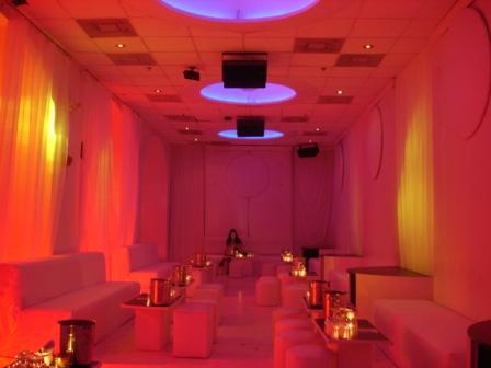 Lighting, fashion event, club-style, at Living Room, Miami Beach, FL