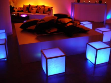 Uplighting, corporate-branding, custom LED, Johnnie Walker, at DOT51 Gallery, Miami, FL