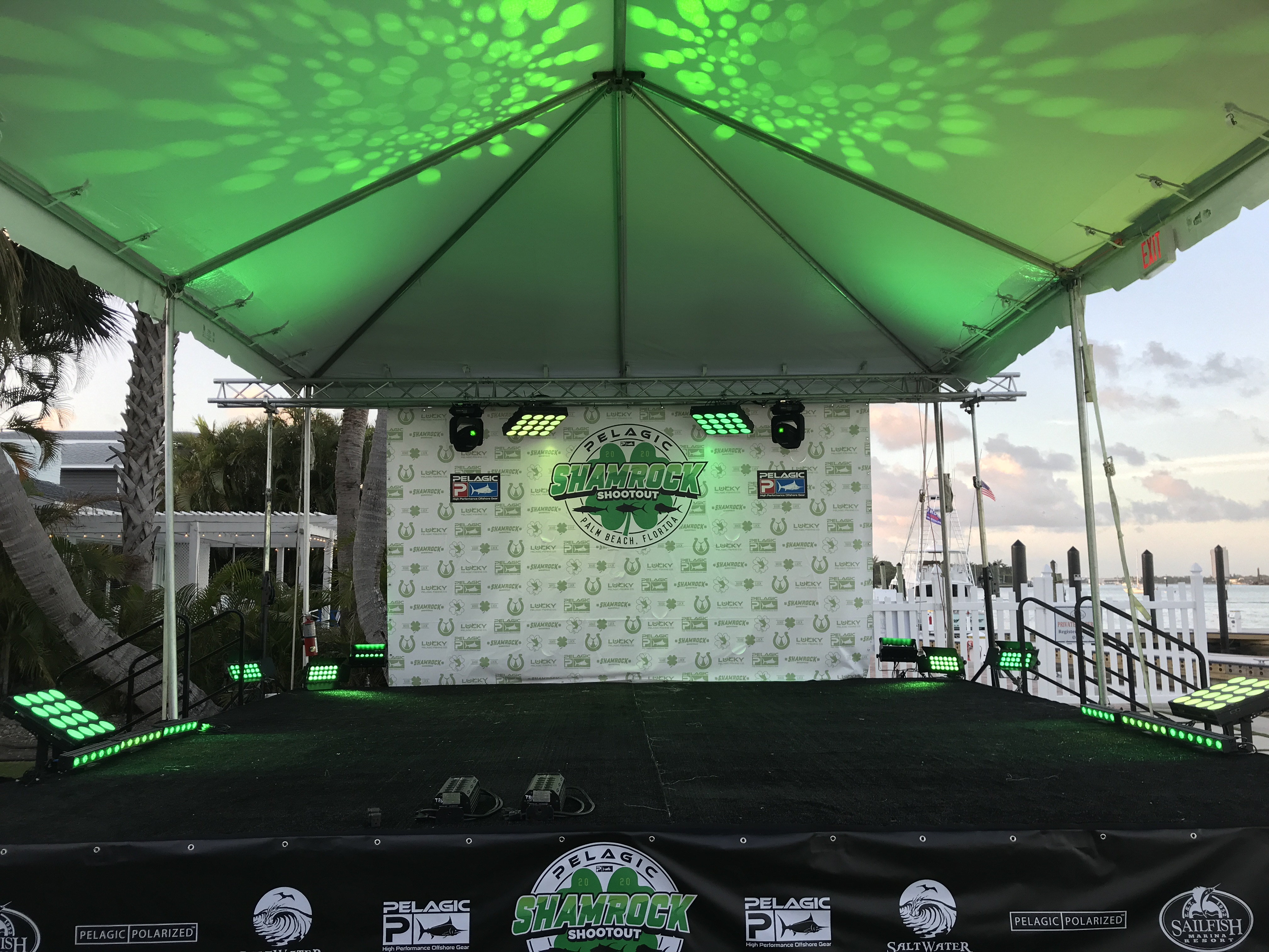 Lighting, fishing tournament, PELAGIC Shamrock Shootout, at Sailfish Marina, Palm Beach Shores, FL