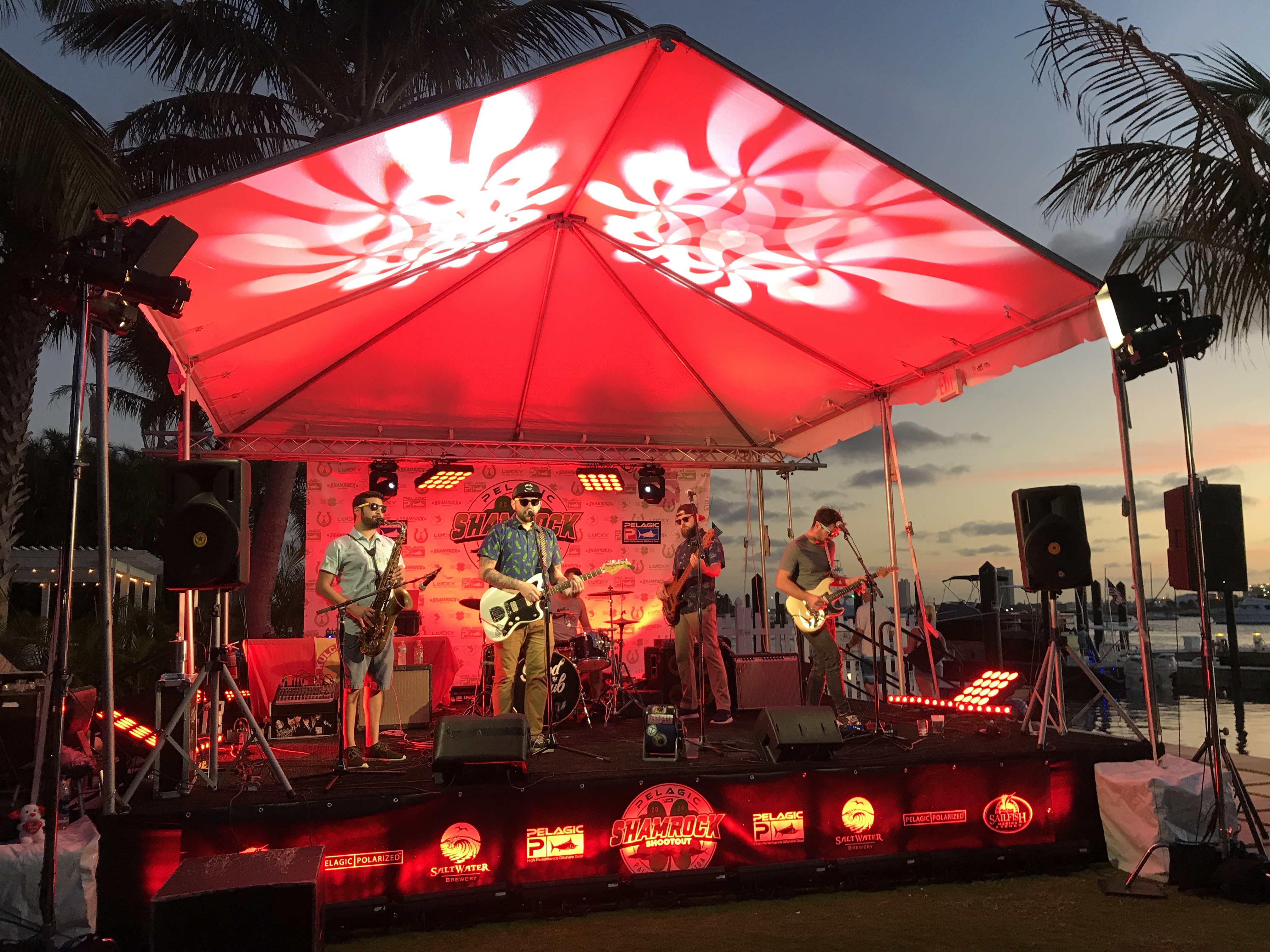 Stage Lighting, fishing tournament, PELAGIC Shamrock Shootout, at Sailfish Marina, Palm Beach Shores, FL