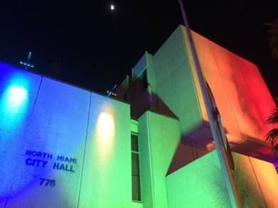 Lighting, facade, 'Tribute: Victims of Violence', North Miami City Hall, North Miami, FL