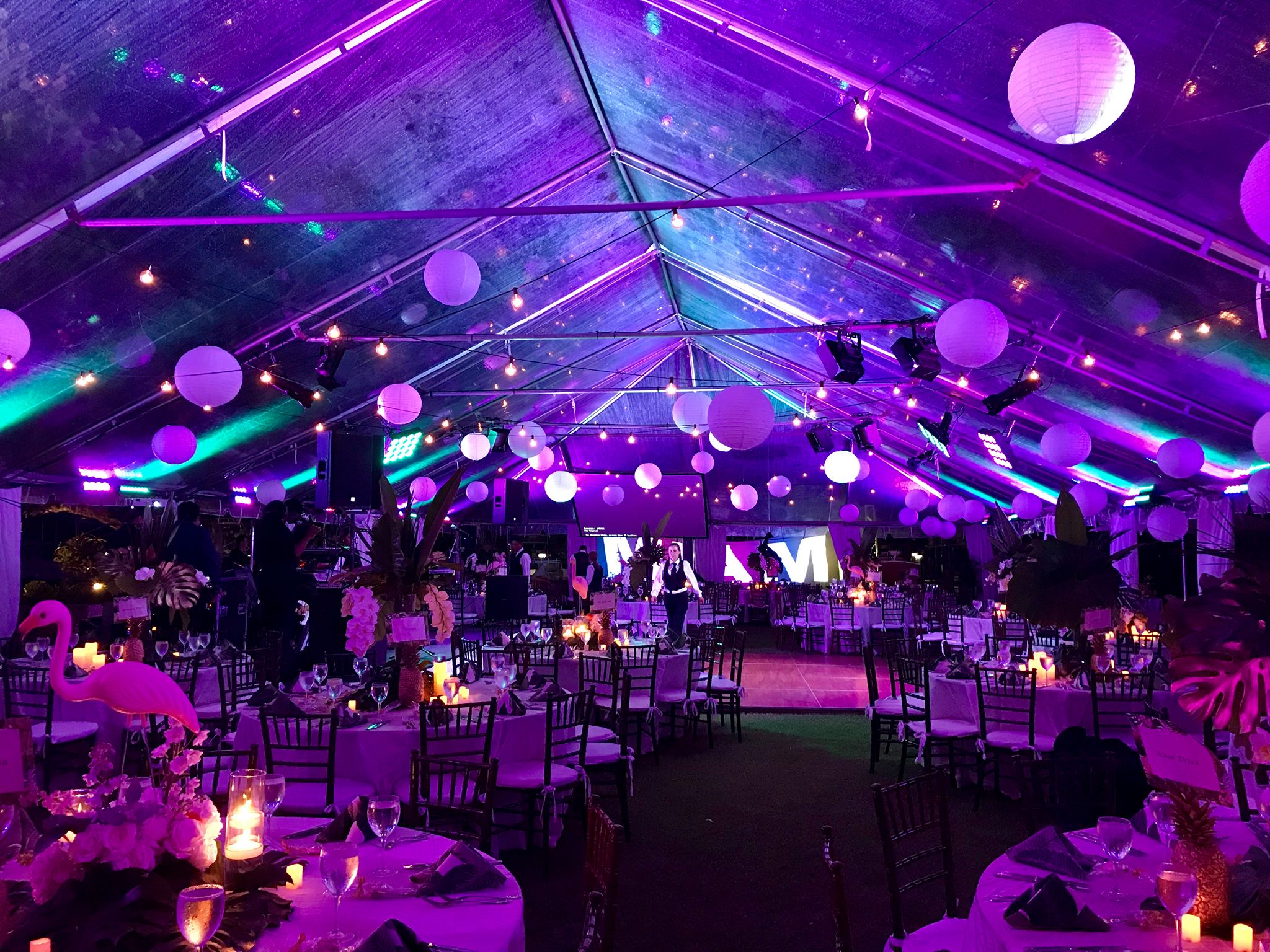 Lighting, tented affair, annual Beaux Arts Miami Costume Ball, Biscayne Bay Yacht Club, Miami, FL